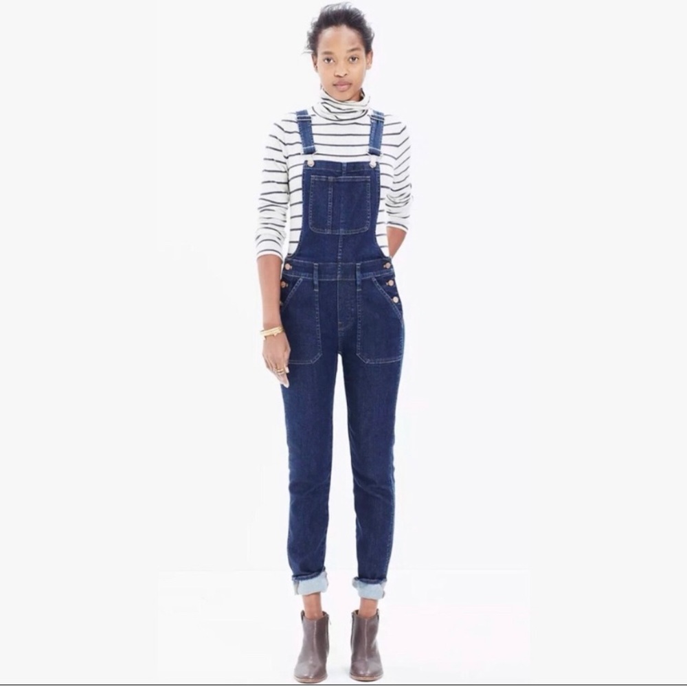 Madewell Dark Denim Stretch Overalls